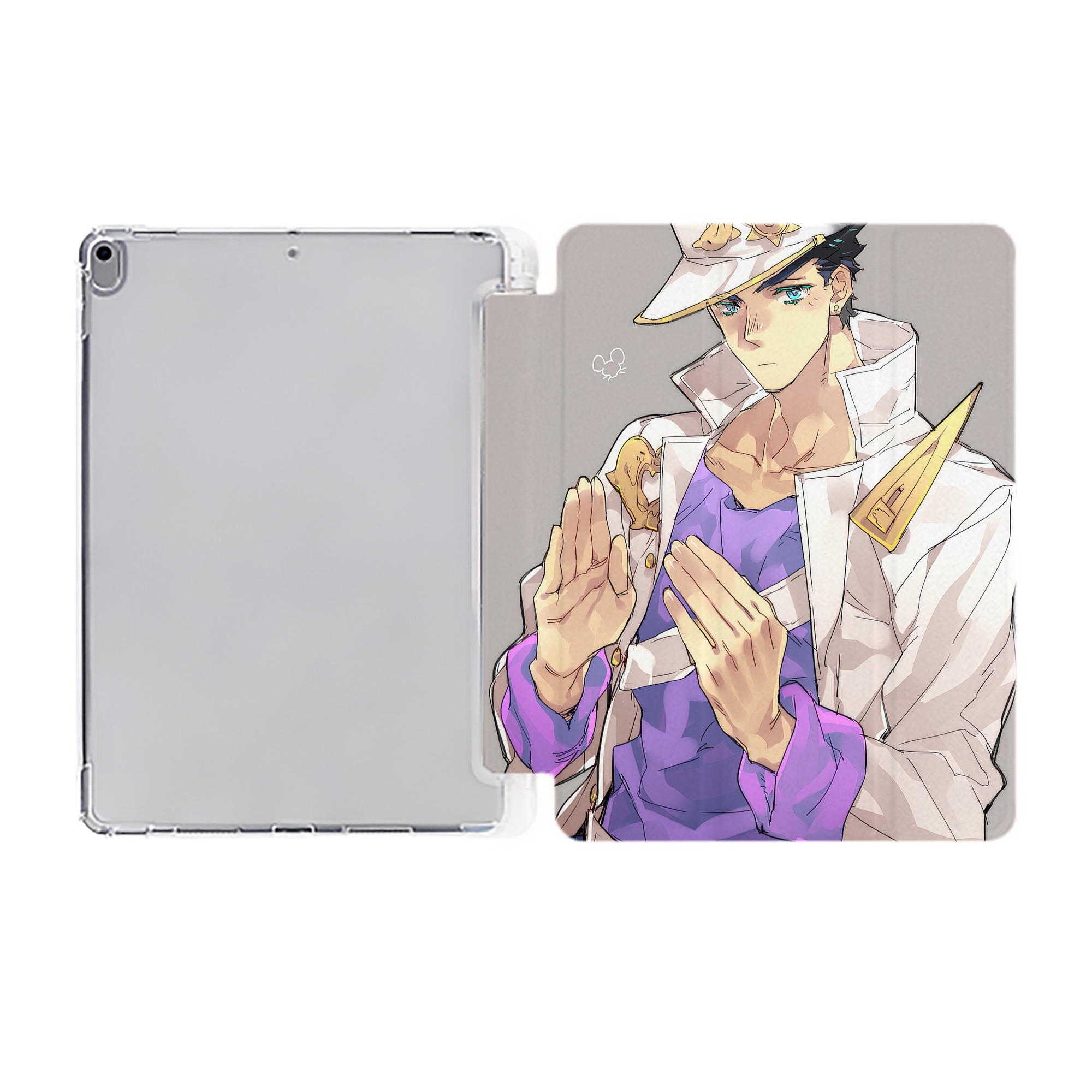 （画像用） ジョジョの奇妙な冒険 JoJo's Bizarre Adventure IPad ケース ペン収納付き 三つ折りスタンド PUレザー×シリコン 対応機種9.5/10.5/10.9インチ